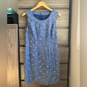 Vintage 90’s Feminine Floral Sleeveless Blue Dress Small